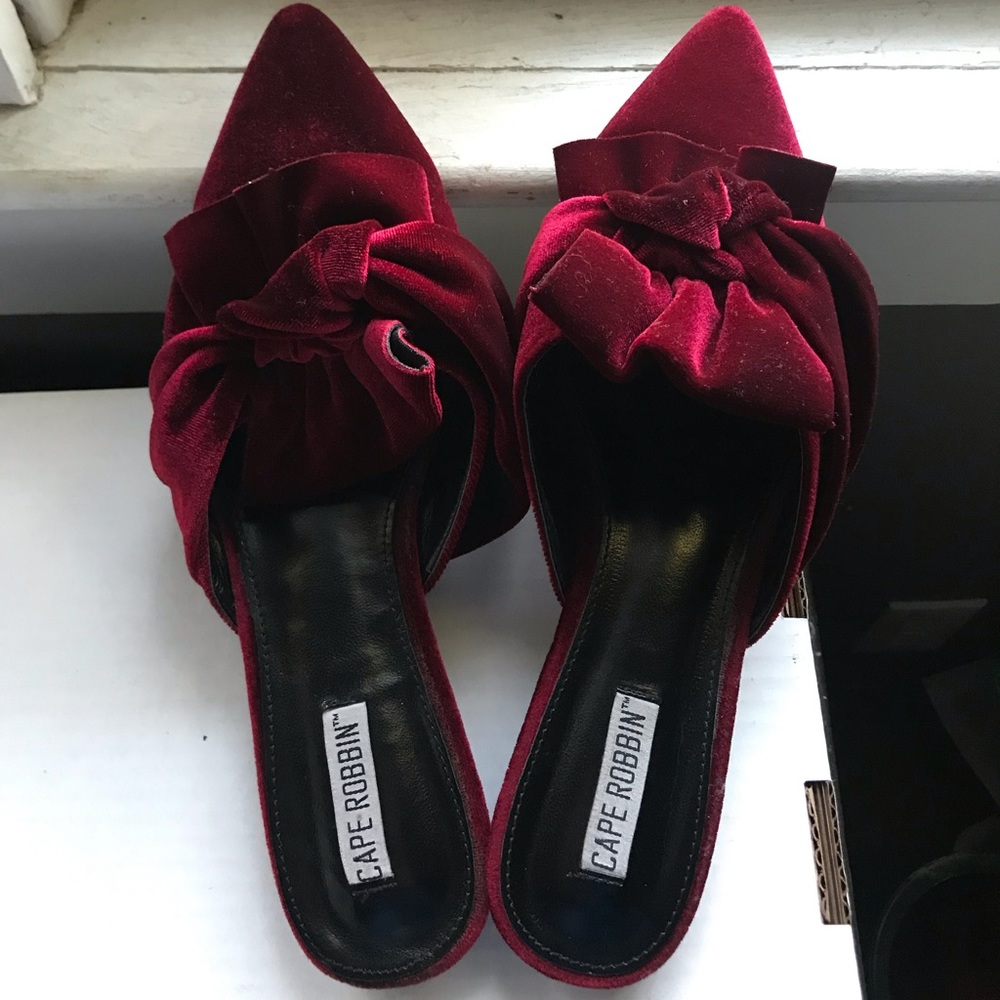 Red Velvet Pointed Toe Slides ❤️